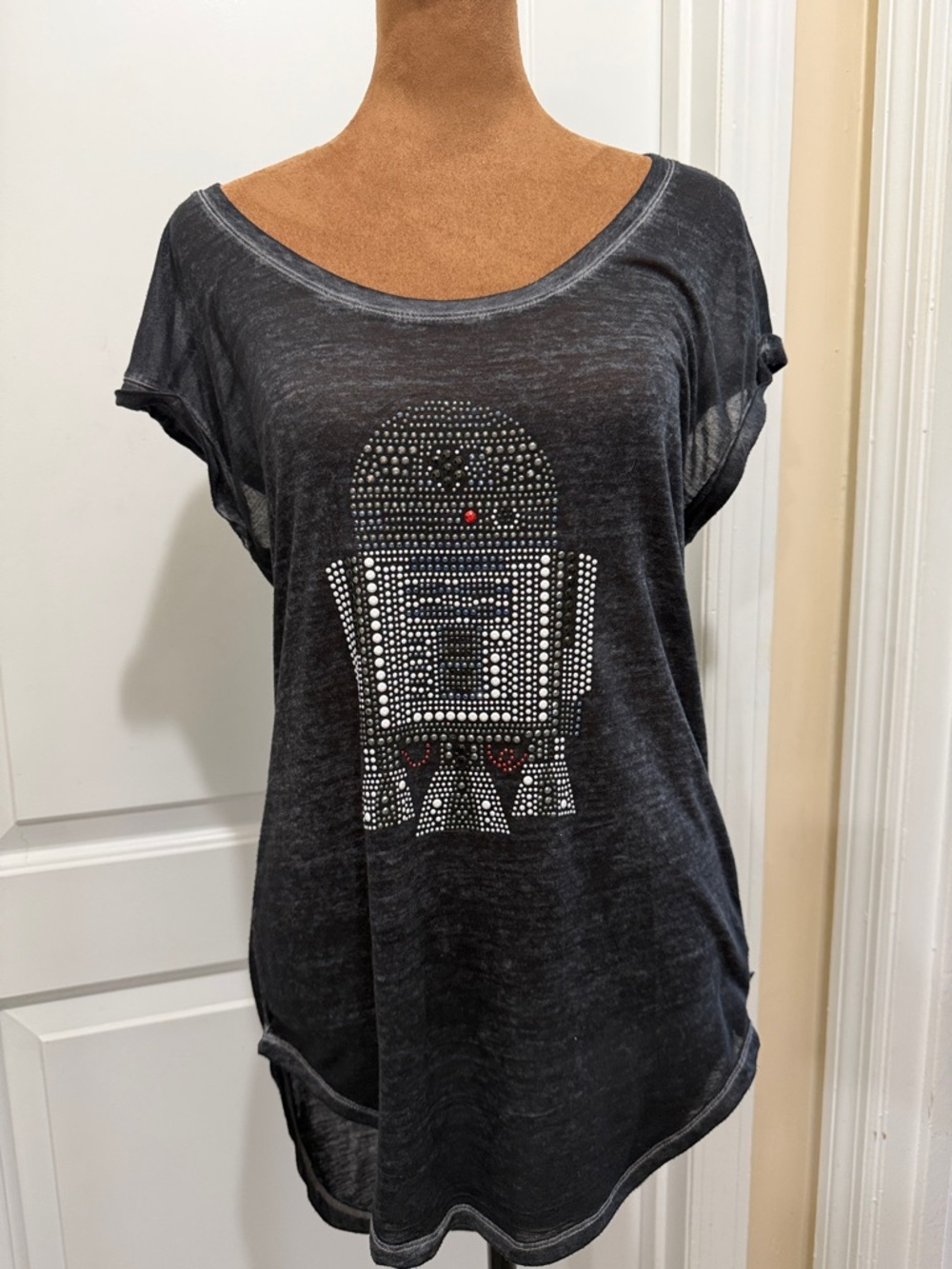 Rock & Republic Black Studded Droid Scoop Tee